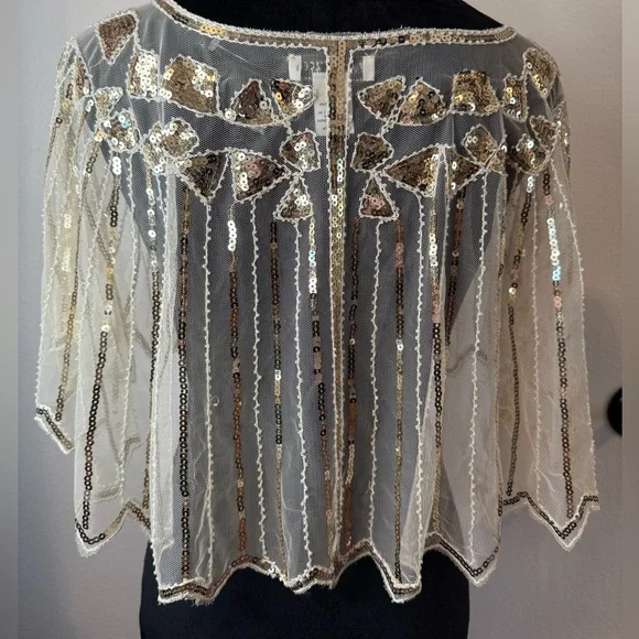 NWOT Rachel Zoe Gold Sequin Bolero Jacket Size O/S - Picture 4 of 7